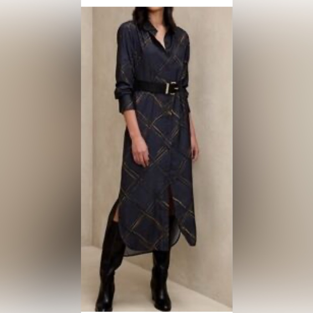 Banana Republic Printed Navy Shirt Dress, size Small